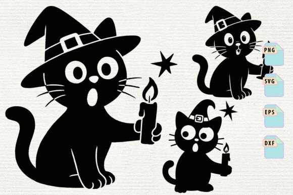 Black Cat Candle Clipart: A Versatile Graphic for Crafts