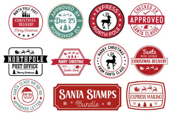 Christmas Stamp SVG Bundle, North Pole