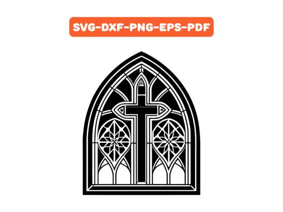 Gothic Stained Glass Windows Cross SVG for Creative Crafts