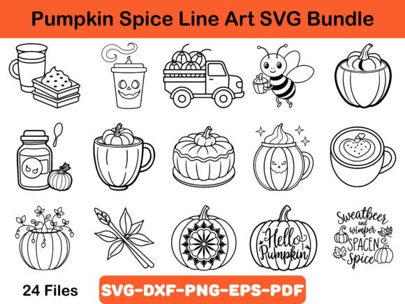 Pumpkin Spice Line Art SVG Bundle: A Versatile Graphics Asset