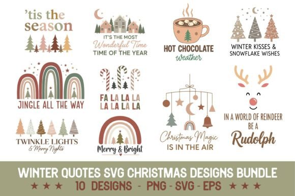 Winter Quote SVG Christmas Design Bundle for Graphics and Crafts